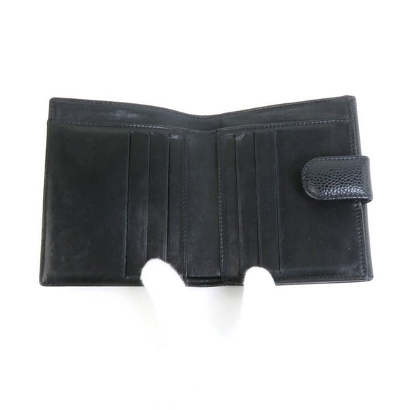 CHANEL Bifold Wallet Coco Mark Leather Black Ladies - Picture 3 of 5